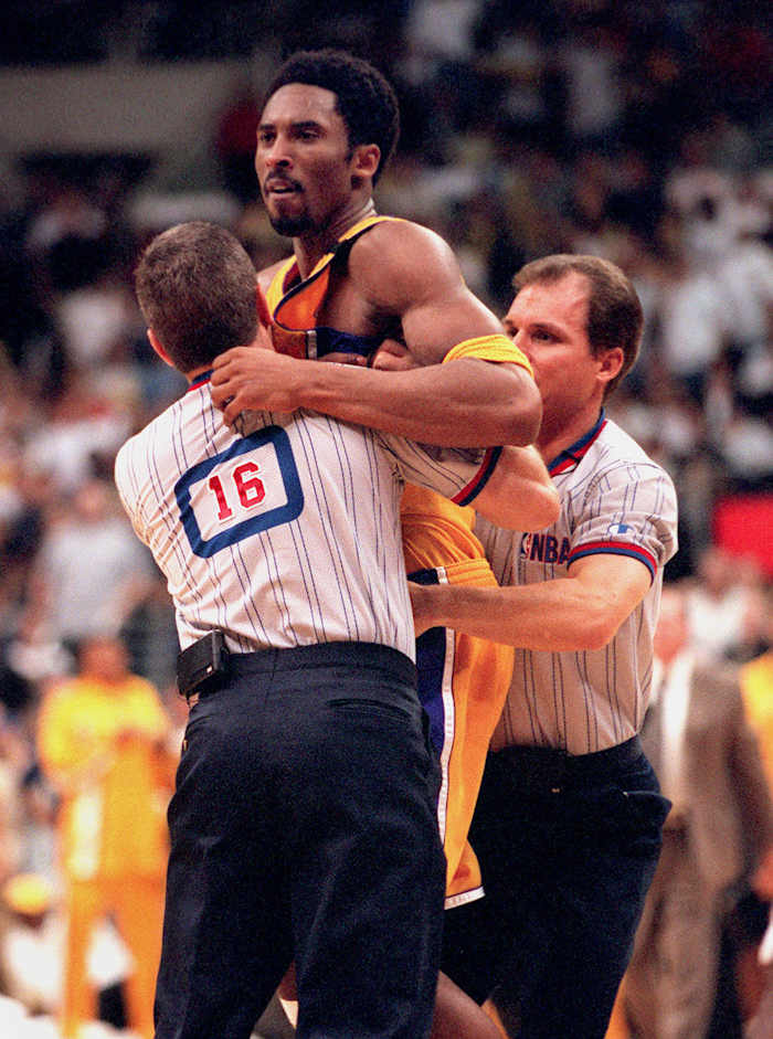 Kobe, all worked up about Childs's "twopiece and a biscuit."